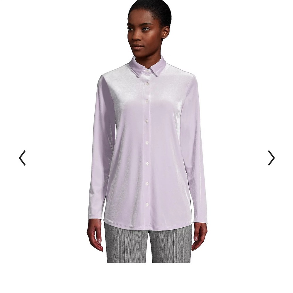 Lands End Velvet Tunic Purple Shirt